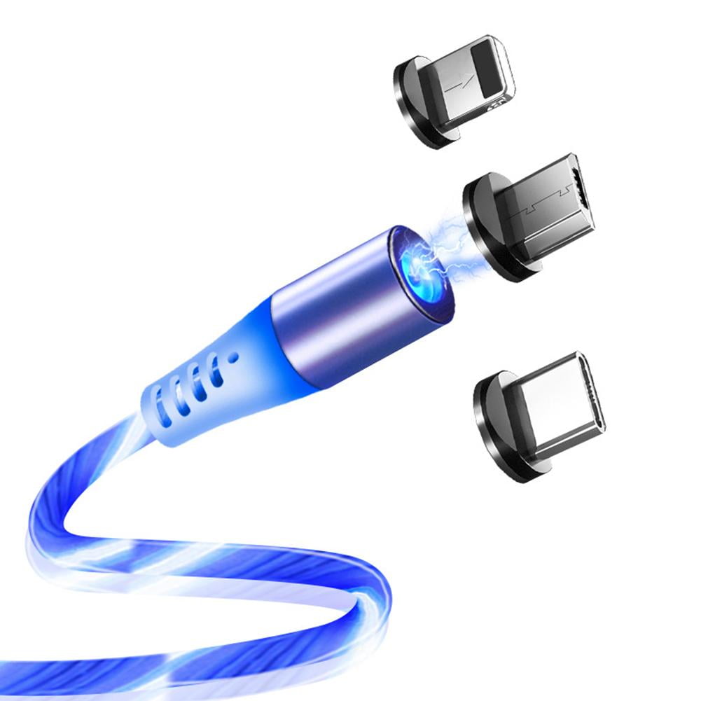 LED Flowing Magnetic Charger Cable Light Up Shining Phone Charging