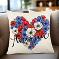 thumbnail image 6 of Patriotic Decor, Throw Pillow Covers 18x18 in 4th of July Linen Pillow Case, American Summer Outdoor Red White Blue Sofa Couch Bed Home Outdoor, 6 of 6