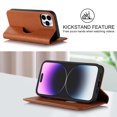 thumbnail image 4 of Wallet Case for iPhone 14 Pro Max 6.7 inch, Luxury Quilted PU Leather Flip Cover [Shockproof TPU] [Support Wireless Charging] with 2 Card Slots, Kickstand, FRID Blocking Case Cover, Brown, 4 of 10