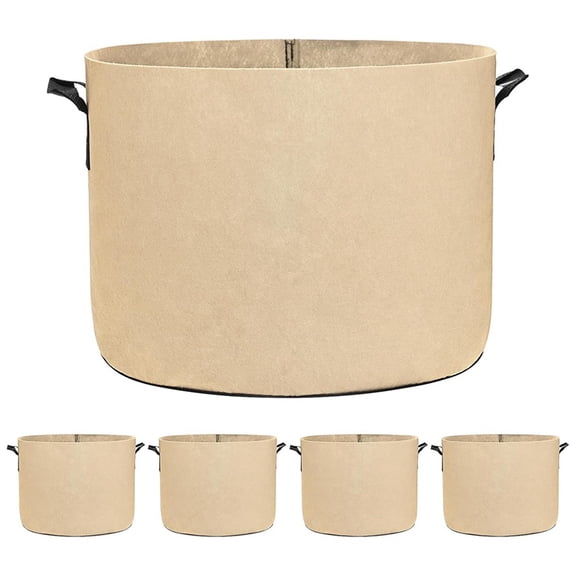 5-Pack 10 Gallon Plant Grow Bags Fabric Pots with Handles for Fruits, Vegetables, Flowers Non Woven Tree Bag