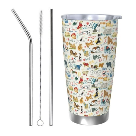 

Coaee Dogs Funny Pets for 20oz Insulated Kettle Water Bottle For Running Hiking Cycling Climbing Men S Woman Insulated Water Bottle-Straw Three-piece Set