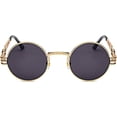 thumbnail image 2 of kachawoo Lunettes de Soleil Rondes Vintage Hommes Noir Rétro Punk Lunettes de Soleil Femmes Été 2018, 2 of 7