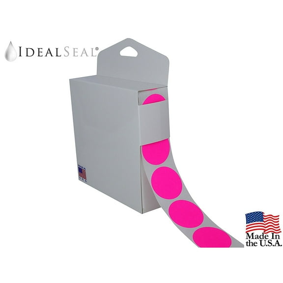 Color Coding Labels Super Bright Neon Pink Round Circle Dots (With Easy Dispenser Box) 1.5 Inch 500 Total Adhesive Stickers (Neon Pink)