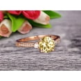 thumbnail image 4 of Champagne Diamond Moissanite Engagement Ring With Solid 10k Rose Gold Promise Ring 6mm Round Cut 1.60 Carat Art Deco, 4 of 6