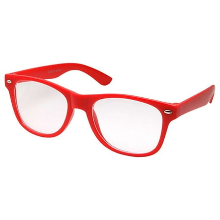 Vintage Inspired Eyewear Original Geek Nerd Red Clear Lens Horn Rimmed Glasses