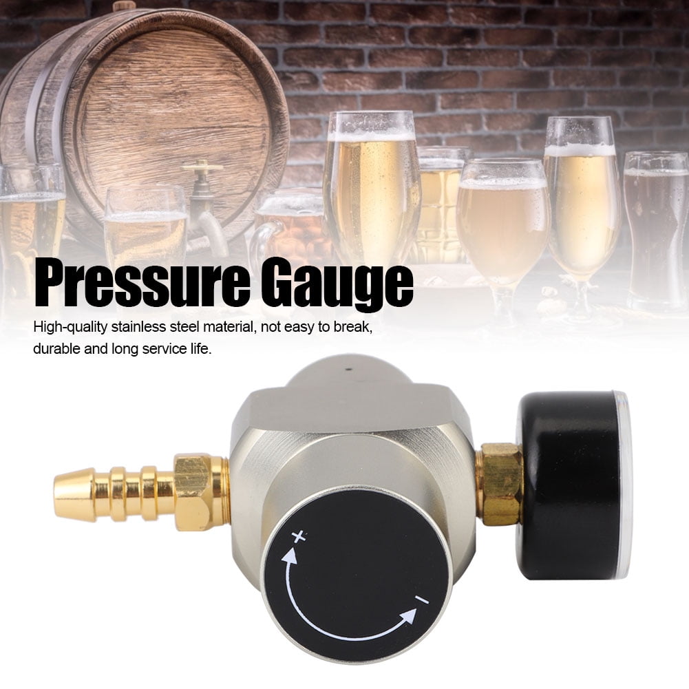 LAZIOEGR Stainless Steel 3/8in Quick Connector CO2 Mini Regulator Pressure Gauge 0-45psi for Soda Container and Home Brewing Beer Keg Systems (3.4x2.6in / 8.5x6.5cm)