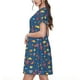 thumbnail image 2 of Balery Cosmos Rockets Vestidos sueltos de manga corta para mujer, vestidos de verano 2025, vestidos casuales de corte A con vuelo., 2 of 6