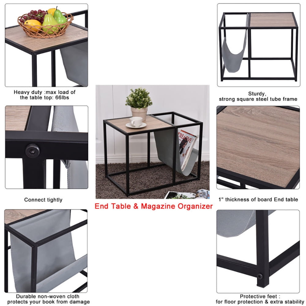 Finihen End Table, Accent Metal Magazine Organizer, Sofa Side Table, Bed Side Table, for Living Room, Bedroom, Brown Finihen End Table, Accent Metal Magazine Organizer, Sofa Side Table, Bed Side Table, for Living Room, Bedroom, Brown