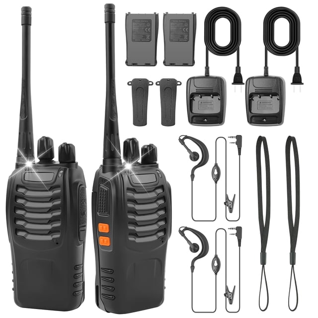 Lostrain Radios de Comunicacion, Walkie-Talkies Inalámbricos 16 Canales Altavoces con Micrófono,Intercomunicador Profesional Impermeable con Led,Ahorro de Energía para