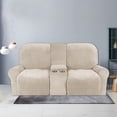thumbnail image 3 of TOPCHANCES Loveseat Recliner Cover, Couch Slipcover for Double Recliner, 2-Seat Sofa Cover with Center Console Cover, Furniture Protector for Kids Dogs Pets ( Beige ), 3 of 9