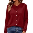 thumbnail image 2 of Cmfcve Knitted Fleece Cardigan for Women Button Up Sweaters Long Sleeve Fall Casual Cropped Cardigan Jackets Warm Outerwear Tops, 2 of 7