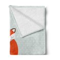 thumbnail image 2 of Birthday Soft Flannel Fleece Throw Blanket, Fox Sleeping on Dotted Backdrop with Greeting Happy Message, Cozy Plush for Indoor and Outdoor Use, 50" x 60", Almond Green Orange, by Ambesonne, 2 of 5