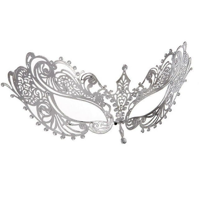 Metal Mask Iron Half Face Mask for Party Use 1Pcs Silver Ball Masks Rhinestone