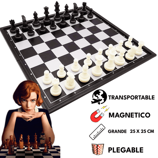 Ajedrez Magnético Elegante Plegable Grande 25cm x 25cm Juego de Mesa Bianbir