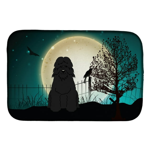 Halloween Scary Bouvier des Flandres Dish Drying Mat