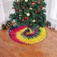 thumbnail image 2 of FMSHPON Colorful Tie Dye Yellow Red Xmas Christmas Tree Skirt Stand Mat for Holiday Party Decoration Indoor Outdoor 48 inches, 2 of 3