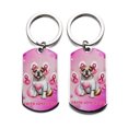 thumbnail image 2 of Faith Love Hope Bulldog Breast Cancer Awareness Survivor Stainless Steel Keychain Dog Lover Gifts Idea Collar Charm Tag Keyring - 02017, 2 of 5
