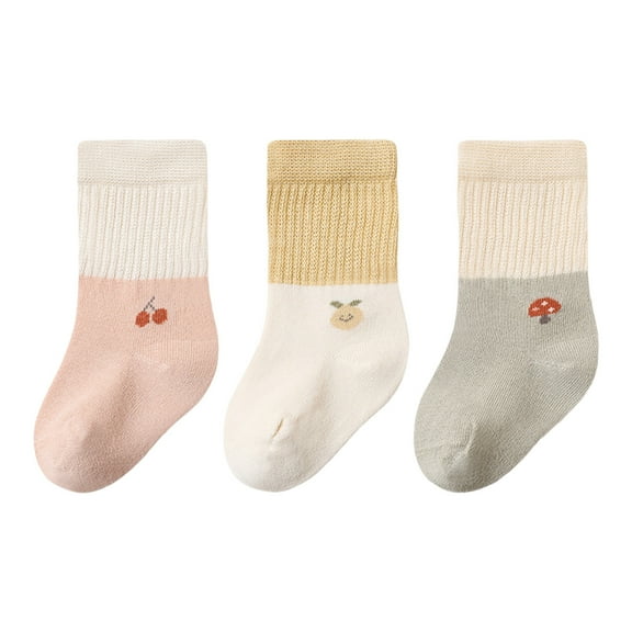 Ketyyh-chn99 Girls Socks Toddler Soft Ankle Socks for Kids Cute Pattern Socks for Toddler Girls 3 Pairs,Pink,M