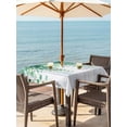 thumbnail image 3 of Outdoor Tablecloth with Umbrella Hole for Patio/Picnic/Party/Camping, Eucalyptus Leaves Waterproof Table Cloth Square Cover Washable, Spring Green Plants Farmhouse Wooden Grain (60"x 60"), 3 of 8