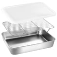 thumbnail image 3 of Stainless Steel Baking Tray with Rack for Easy Baking and Storage Silver 12.5 x 10.5 Inches, 3 of 5