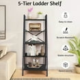 thumbnail image 6 of Wdmiya Ladder Shelf 5-Tier, Free Standing Bookshelf with Adjustable Feet, Metal Bookcase for Kitchen, Bathroom, Garage, Small Spaces, Black, 6 of 9