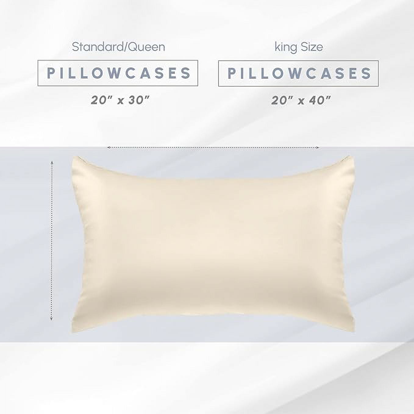 Cooling Viscose Satin Pillowcase 4-Pack Set with Hidden Zipper Closure,Standard/Queen, Cream