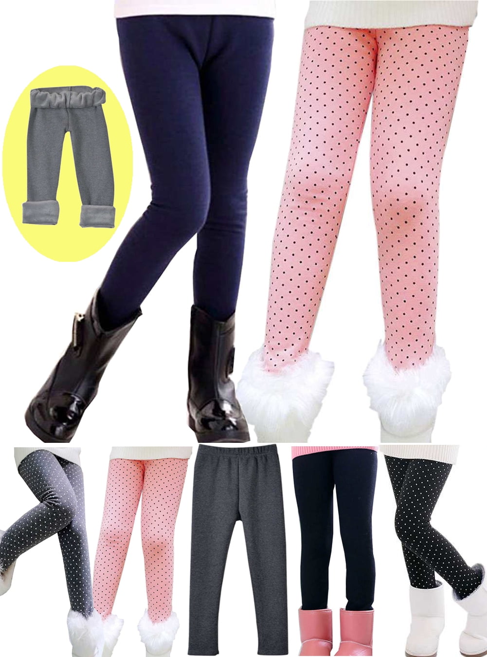 SYNPOS Toddler Girl Leggings Footless Fleece Lined Winter Tights