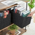 thumbnail image 5 of Wicker Storage Basket, Set of 2 Hand-Woven Paper Rope Wicker Basket, Small Storage Baskets for Organizing Toilet Paper Baskets, Foldable Large Cube Storage Organizer Bin for Shelves (Black), 5 of 7