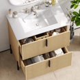 thumbnail image 3 of 30" Bathroom Vanity with Ceramic Sink, Modern Fluted MDF Cabinet, Full-Extension Soft Close Drawers, Minimalist Black Pulls, Natural Finish, American Design, Bathroom Storage, 3 of 8