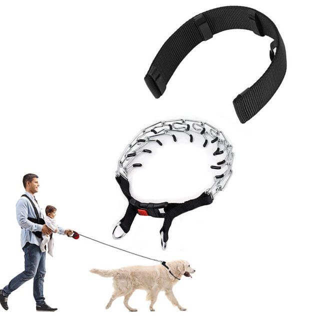 HAOAN Double Pet Collar Adjustable Dog Prong Collar with Quick Release Buckle Safe Effective Training Pet Collar