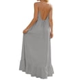 thumbnail image 6 of Womens Summer Sleeveless Backless Cami Dress Adjustable Spaghetti Strap Ruched Ruffle Hem Flowy Beach Vacation Sundress, 6 of 7