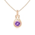 thumbnail image 1 of Angara Collier en Améthyste Naturelle - Pendentif Solitaire Rond en Améthyste avec Nœud Infini en Or Rose 14K pour Femmes, 1 of 8