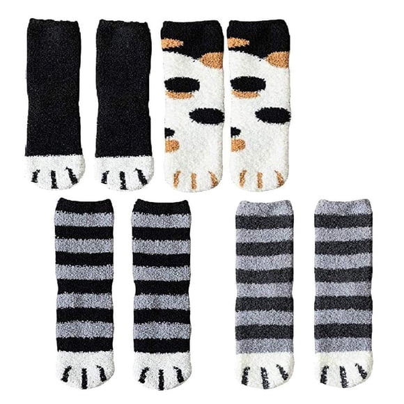Babysbule Socks for Women Clearance Women Fashion Lovely Cat Claw Coral Thickening Fuzzy Middle Stockings Socks