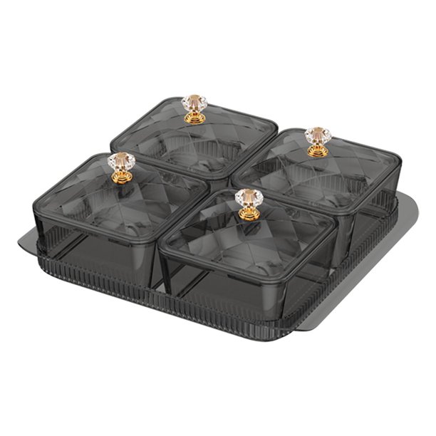 Plato para servir bocadillos de frutos secos Plato de aperitivo para cocina Comedor Hogar 4 cuadrícula gris