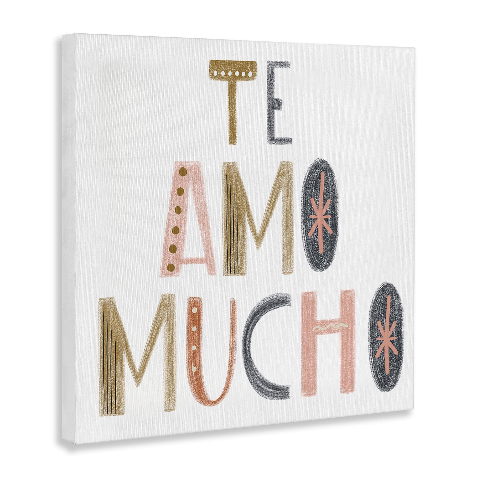 Stupell Industries Te Amo Mucho Creativo Inspirational Quotes & Sayings Painting Wrapped Canvas Art Print Wall Art, 30 x 30