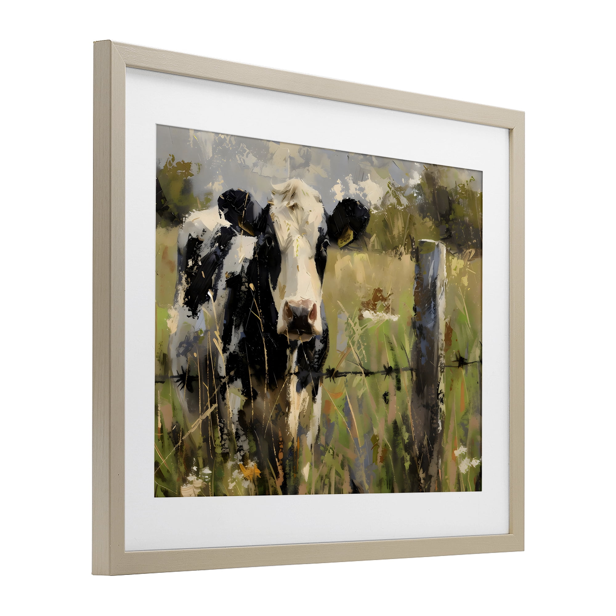 Stupell Industries Cow in Summer Pasture Birch Framed Print Under Glass, design by Creative Studio