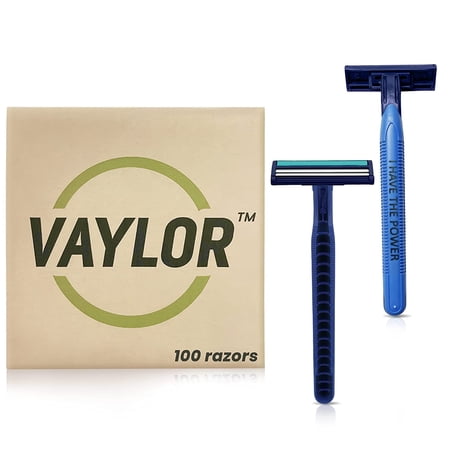 Vaylor 2 Blade Men's Disposable Shaving Razor, Shaving Inspiration - I HAVE THE POWER, 100 Count