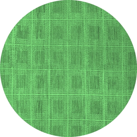 Ahgly Company Indoor Round Checkered Emerald Green Modern Area Rugs, 6' Round