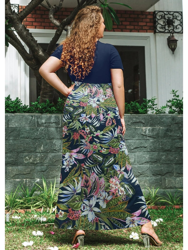 maxi dress with slit casual Mock Neck Side Slit Maxi Dress