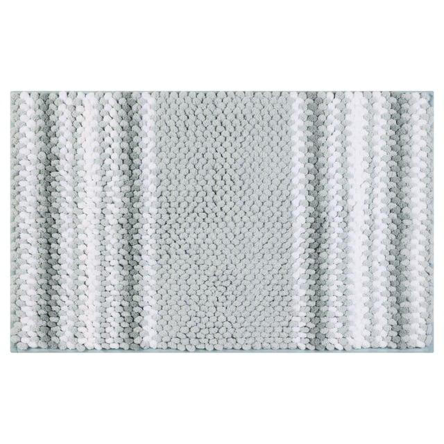 Alfombrillas de baño a rayas REGALWOVEN, tapete de baño suave y absorbente de chenilla esponjosa, tapete de piso de baño antideslizante verde azul 20" x 32"