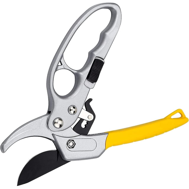 Tijeras De Podar De Jardin De 20.5 Cm, Tijeras De Podar De Jardinería con Mango De Goma para Cortar Tallos Y Ramas - 20 Mm, Amarillo