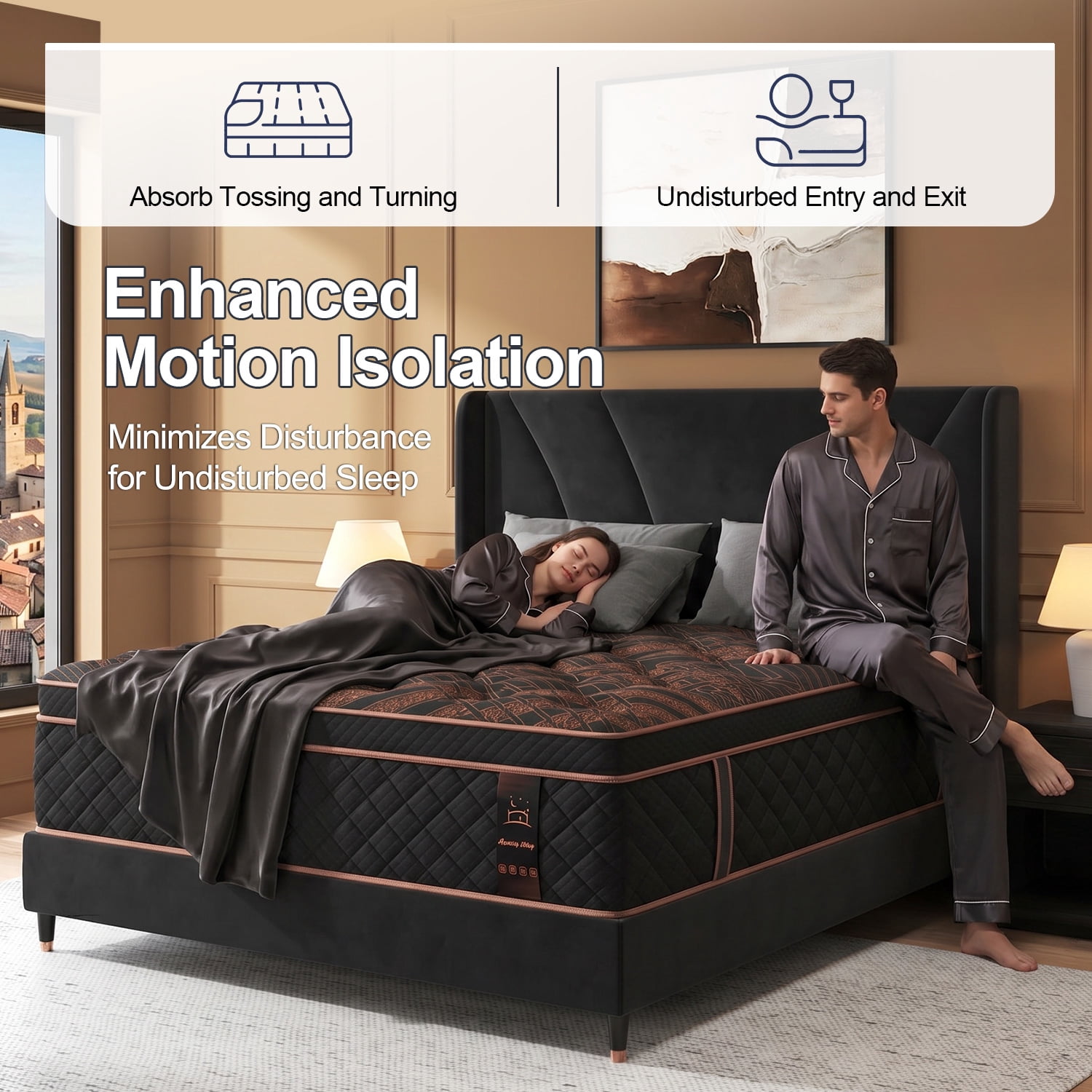 Skyhedon Twin Size Mattress 12 inch Gel Memory Foam Medium Firm Pocket Springs Hybrid Mattress in a box for Motion Isolation,Black