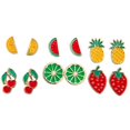 thumbnail image 1 of Lux Accessories Gold Tone Enamel Tropical Fruit Multi Earring Set (6pc), 1 of 6