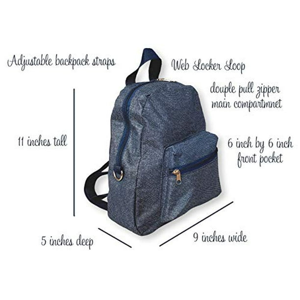 Petit mini sac à dos de voyage scolaire de 11 pouces (bleu denim) 