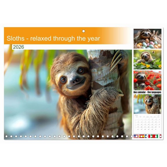 Sloths - relaxed through the year (Monthly Wall Calendar 2026 11.7 x 16.5 (open)), CALVENDO 14 Month Calendar