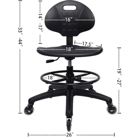 Stool Chair, 18" Adjustable Footring, 8" Adjustable Height, 450 lbs seat Capacity, Heavy Duty, Shipped Within 24 Hours Med. Bench Height (Rubber Caster)
