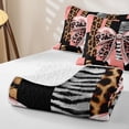 thumbnail image 4 of Erosebridal Princess Bow-tie Boys Girls Bed Spread Queen, Pink Cheetah Print Queen Coverlet Set, 3 Pieces, 4 of 7
