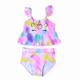 thumbnail image 3 of Traje de baño dividido para niñas con volantes de unicornio colorido, traje de baño para niñas, cómodo y elástico, 3 of 5