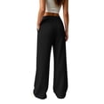 thumbnail image 4 of cocolona Womens Casual Loose Lounge Pants Elastic Waist Straight Wide Leg Travel Pants with Pockets, 4 of 5