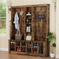 thumbnail image 2 of Uforic 59" Hall Tree with Shoe Storage, Farmhouse Coat Rack with Bench for Entryway Corner Narrow Adjustable Shelf, Brown, 2 of 9